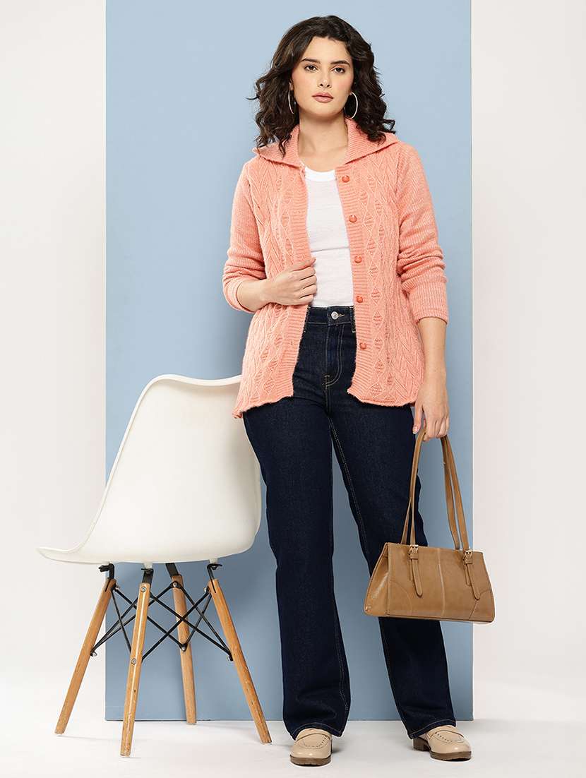 peach wool blend cardigan - 22074066 -  Standard Image - 3