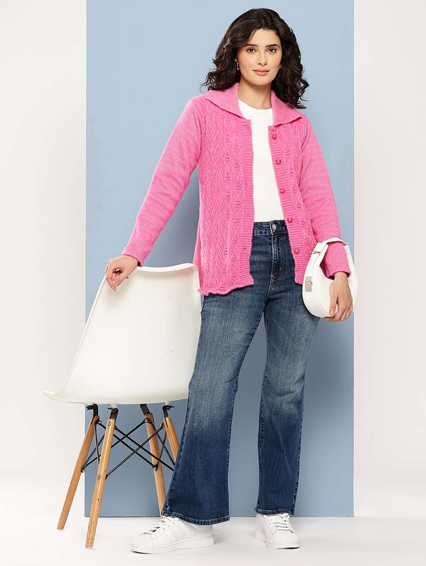 pink wool blend cardigan - 22074067 -  Standard Image - 3