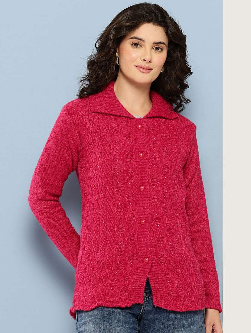 pink wool blend cardigan