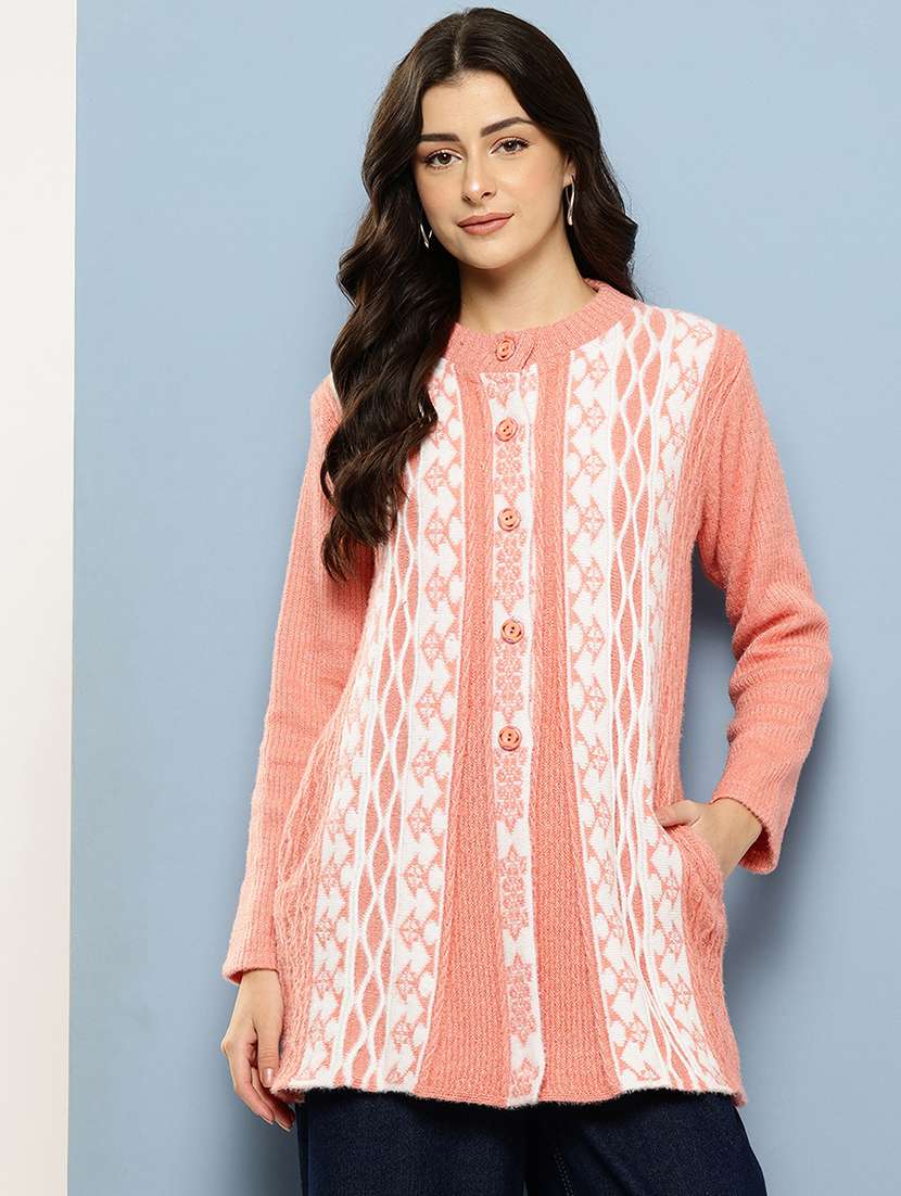 peach wool blend cardigan