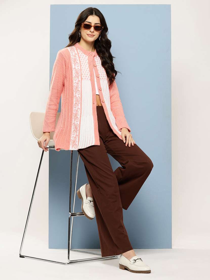 peach wool blend cardigan - 22074076 -  Standard Image - 3