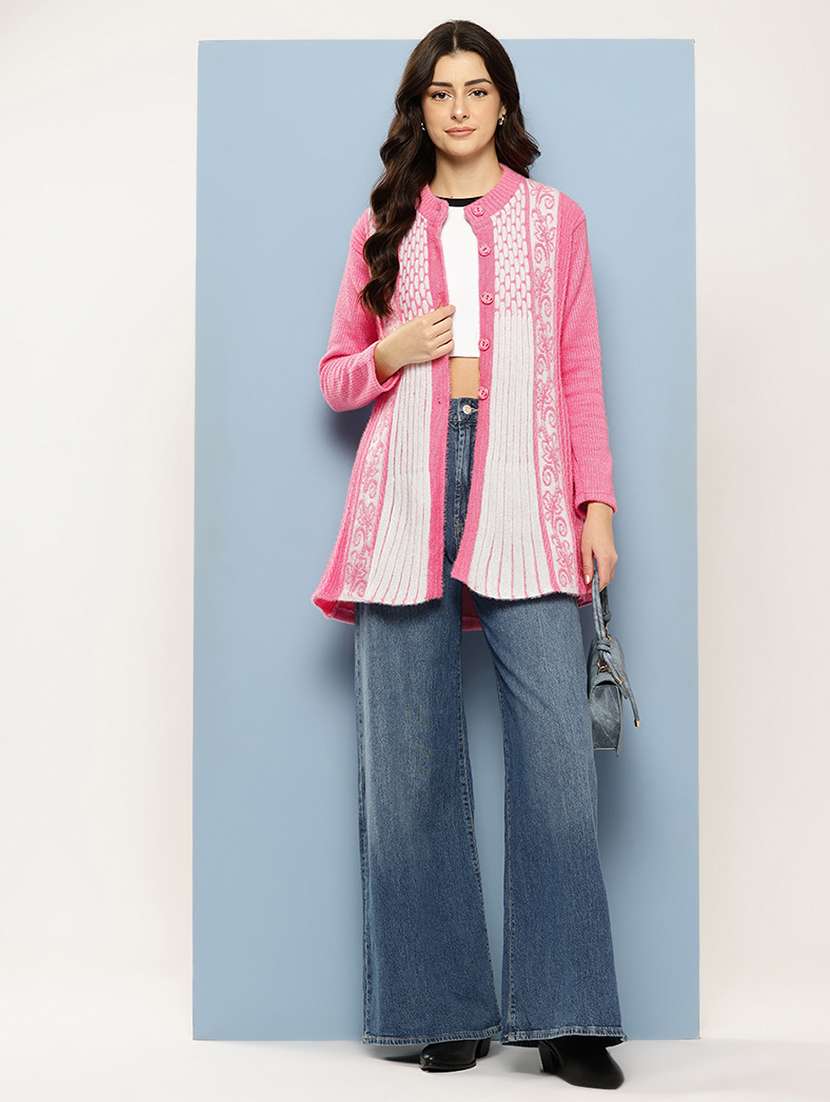 pink wool blend cardigan - 22074077 - Standard Image - 3