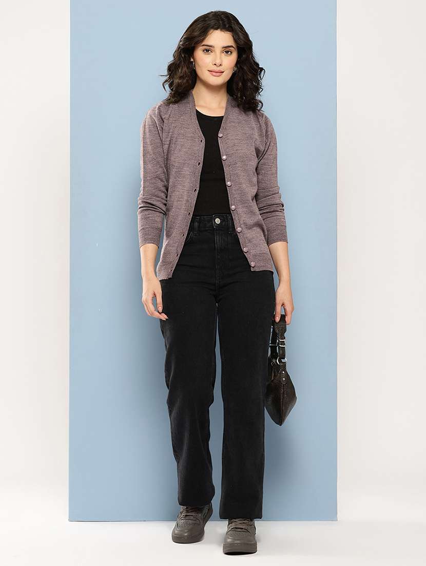 women solid long sleeve cardigan - 22074092 -  Standard Image - 3