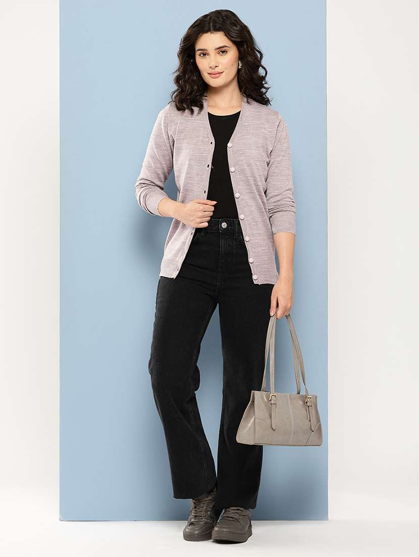 women solid long sleeve cardigan - 22074093 -  Standard Image - 3