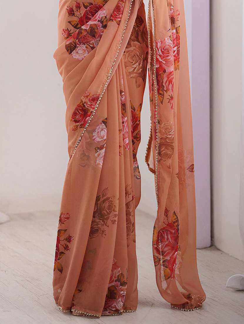 women floral printed casual wear saree with blouse - 22074134 - Standard Image - 3