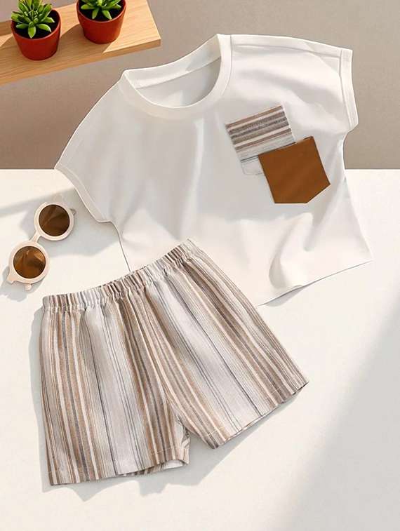 boys solid t-shirt and shorts set