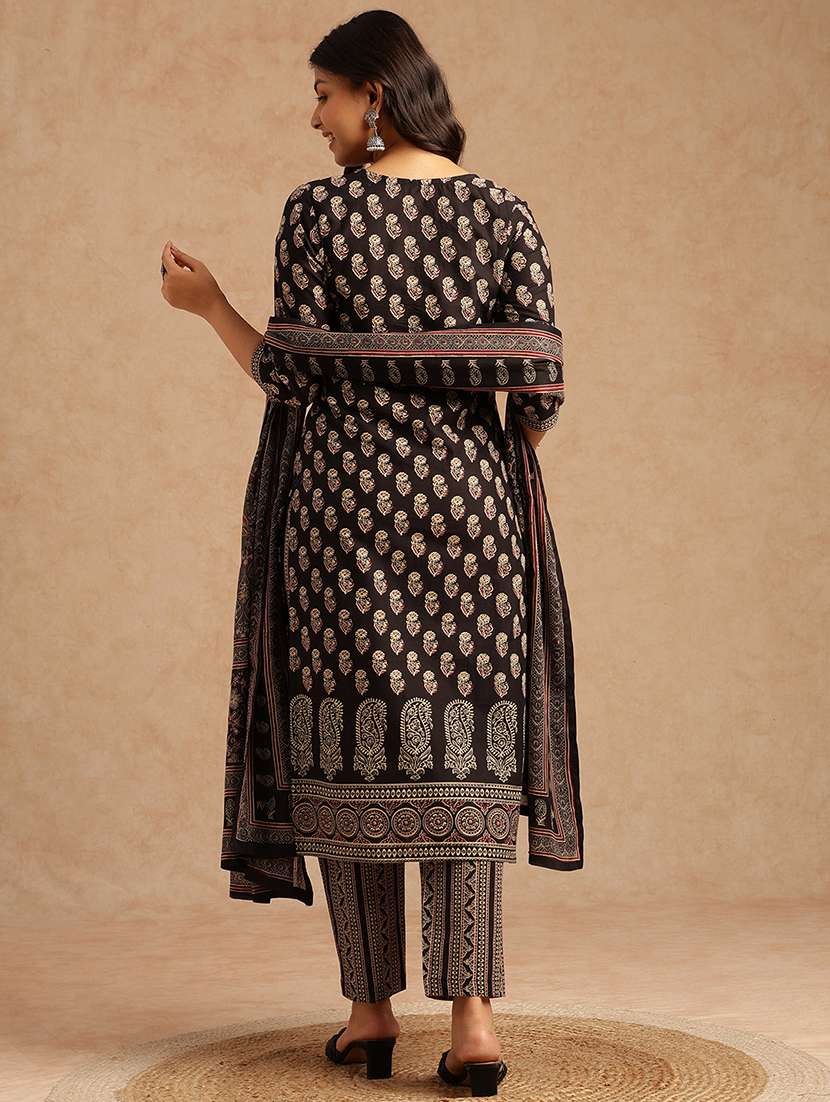 women printed three quarter sleeve kurta pant with dupatta set - 22074147 -  Standard Image - 3