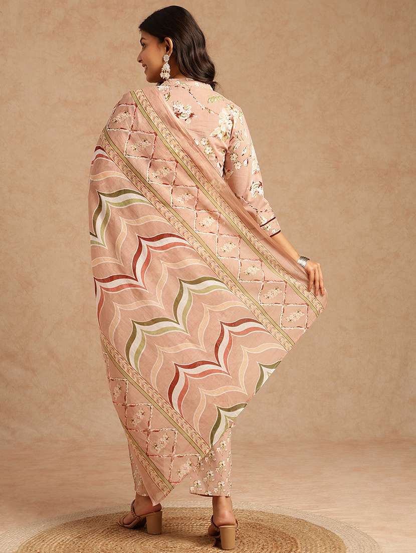 women floral printed three quarter sleeve kurta pant with dupatta set - 22074158 -  Standard Image - 3