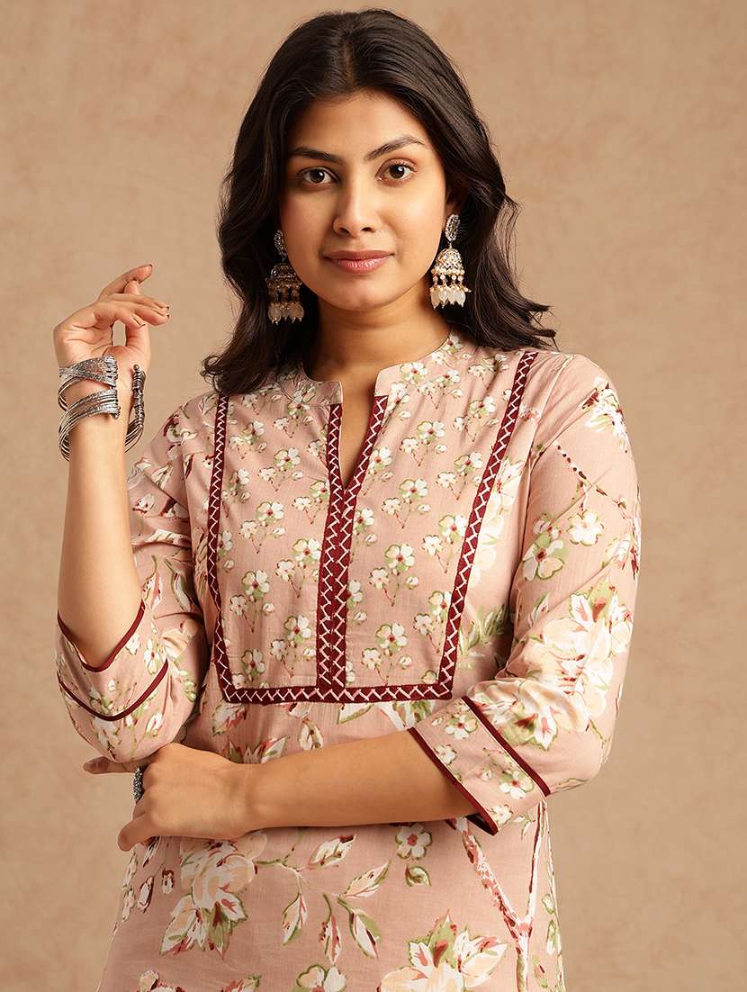 women floral printed three quarter sleeve kurta pant with dupatta set - 22074158 -  Standard Image - 5