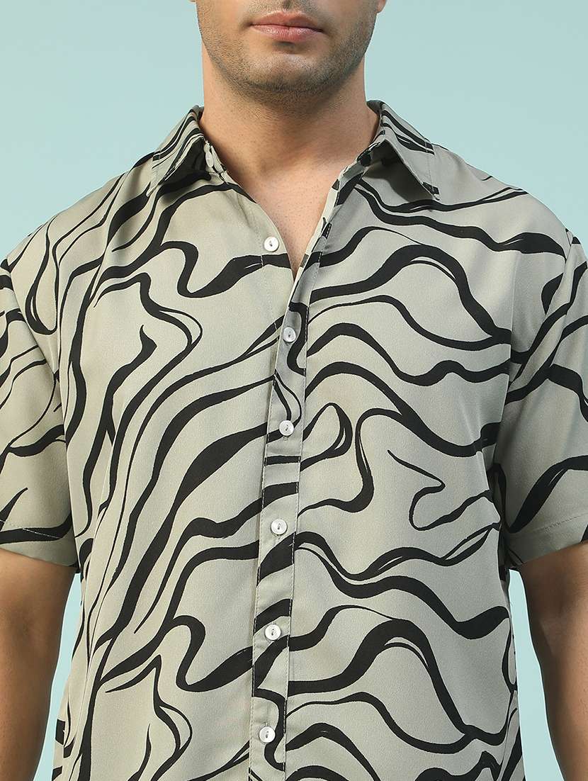 men printed short sleeve regular fit casual shirt - 22074216 -  Standard Image - 5