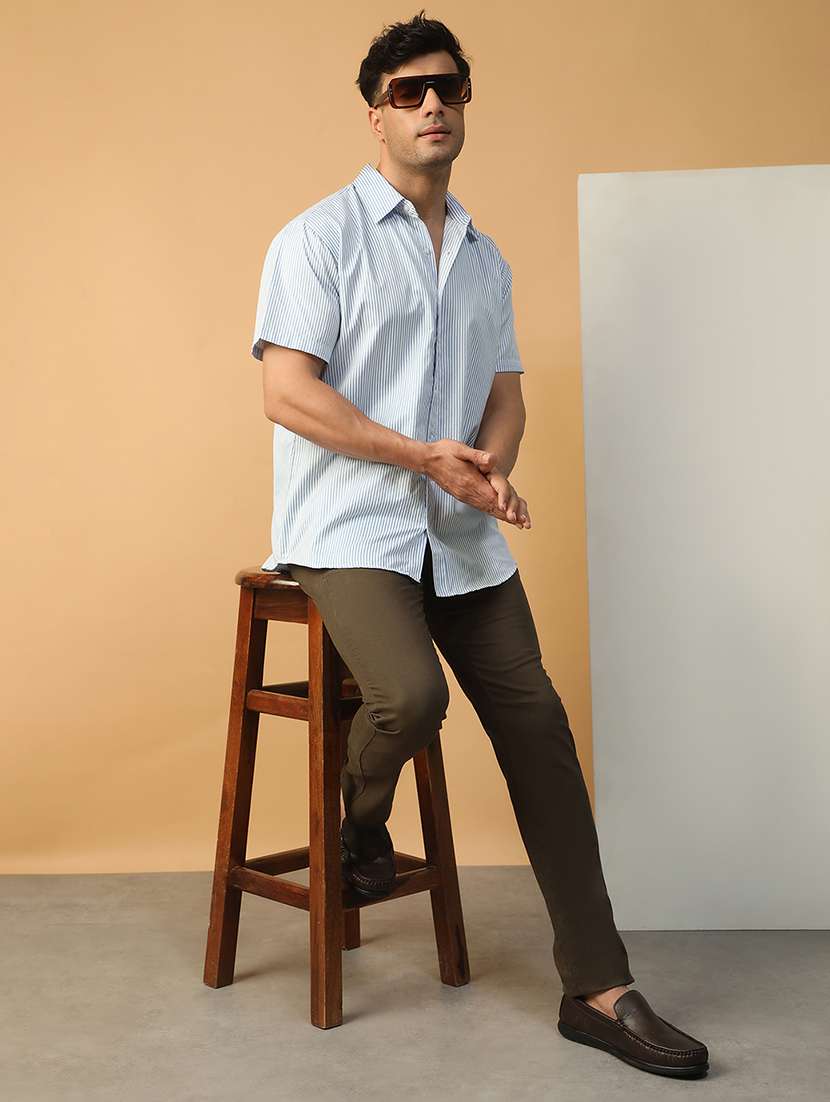 men striped short sleeve regular fit casual shirt - 22074217 -  Standard Image - 3