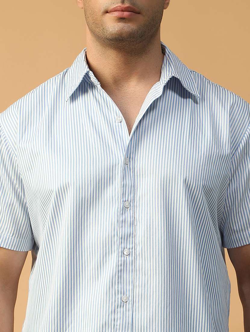 men striped short sleeve regular fit casual shirt - 22074217 -  Standard Image - 5