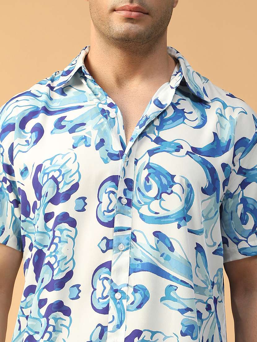 men abstract printed short sleeve regular fit casual shirt - 22074218 - Standard Image - 5