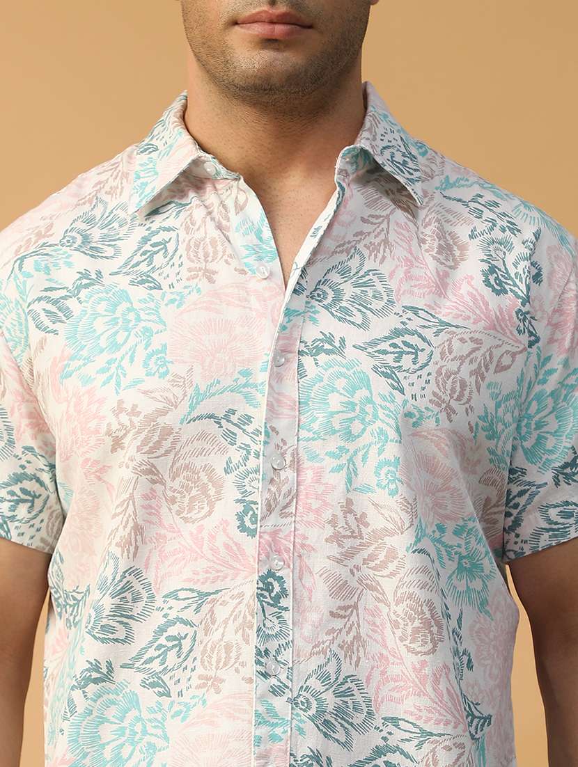 men printed short sleeve regular fit casual shirt - 22074219 -  Standard Image - 5