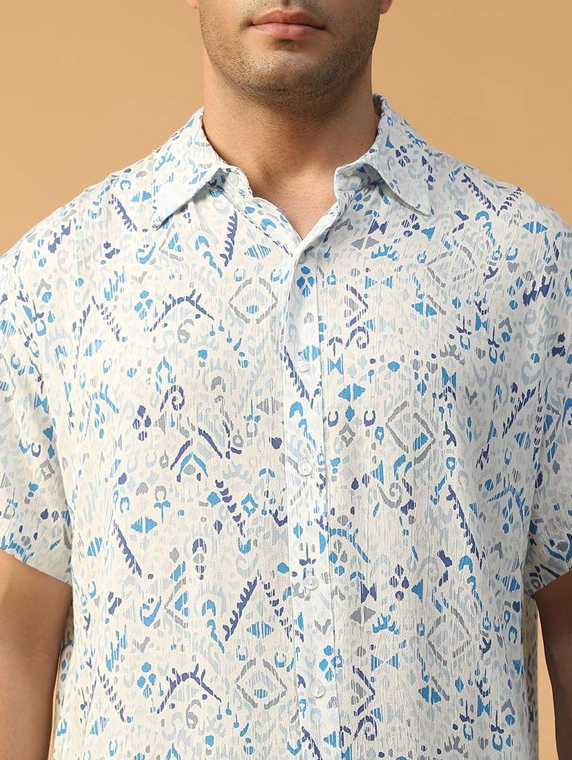 men printed short sleeve regular fit casual shirt - 22074220 - Standard Image - 5