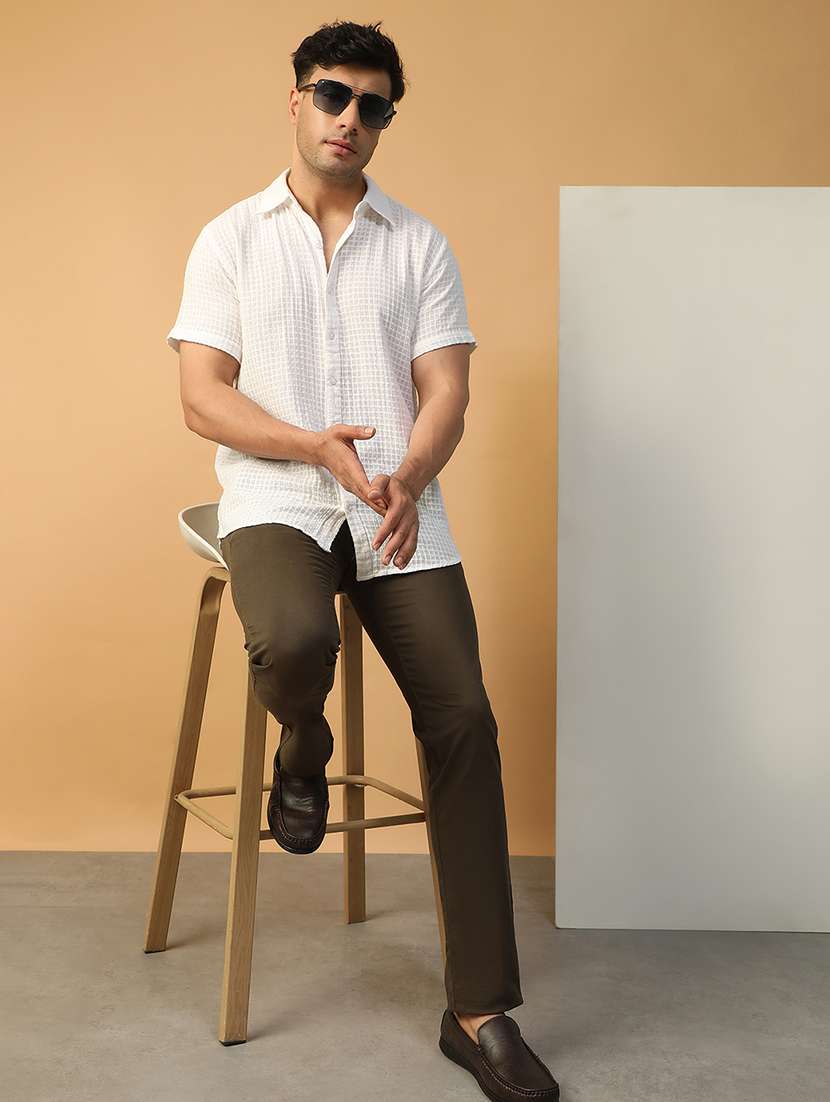 men self design short sleeve regular fit casual shirt - 22074223 -  Standard Image - 3