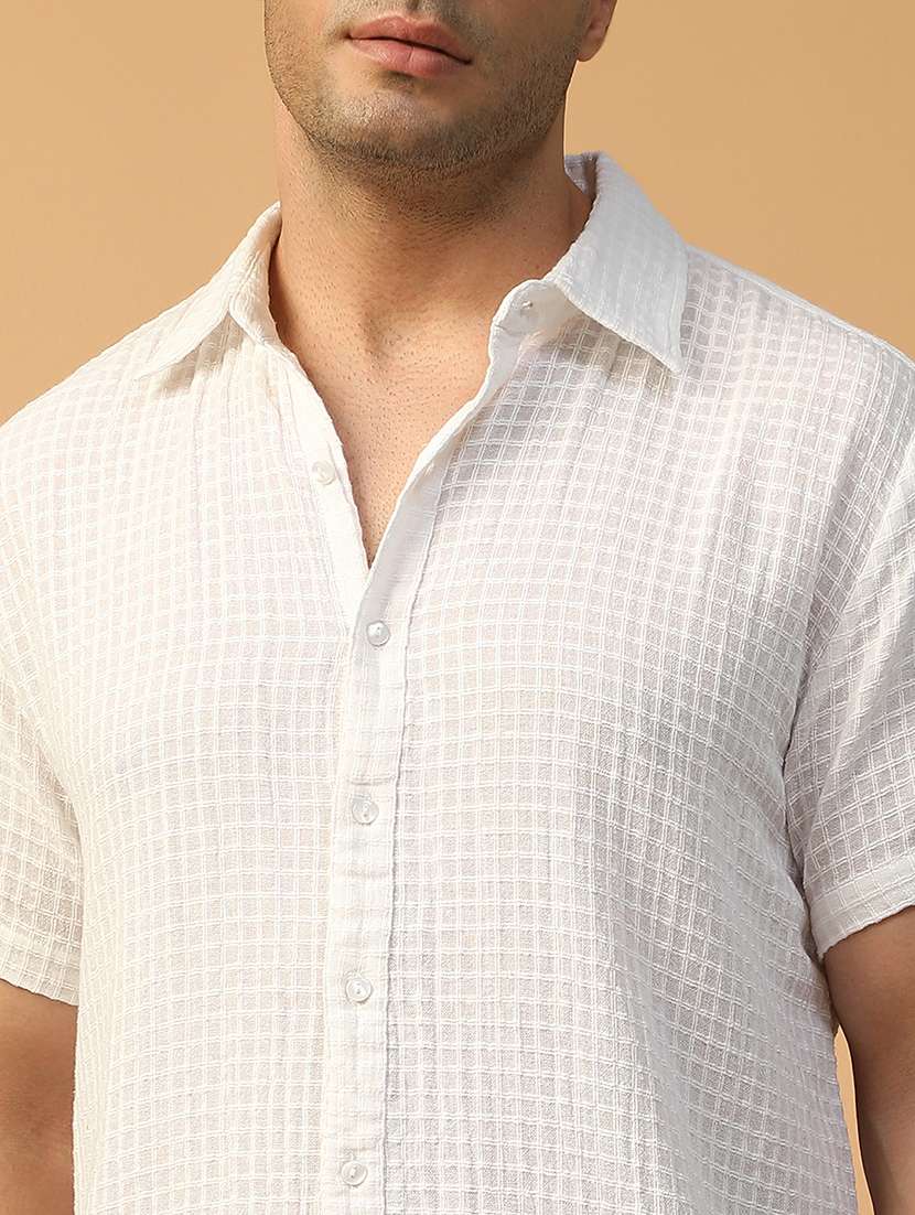 men self design short sleeve regular fit casual shirt - 22074223 -  Standard Image - 5