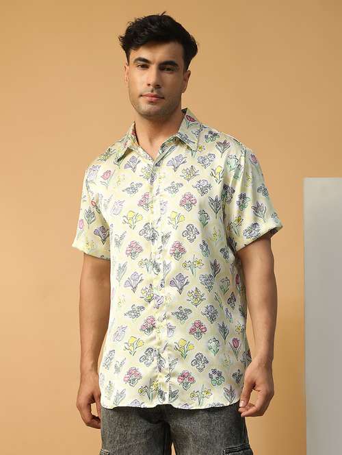 men floral printed short sleeve regular fit casual shirt - 22074226 - Standard Image - 0