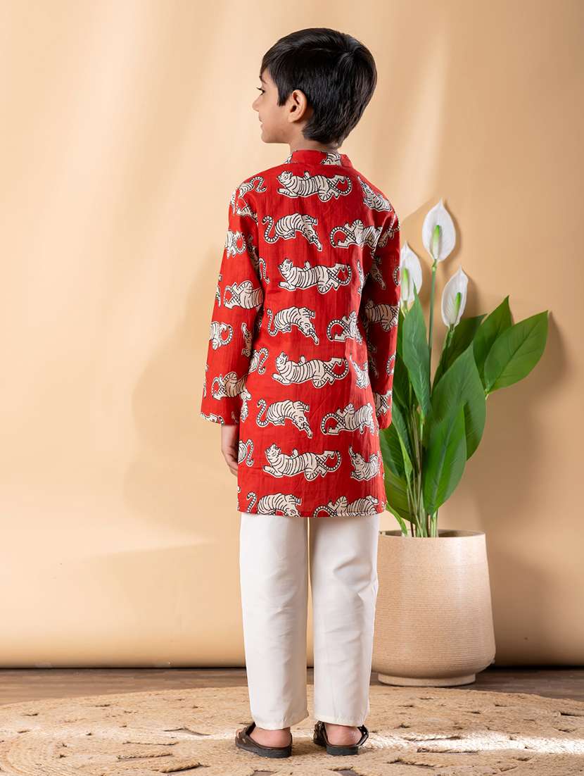 boys printed long sleeve kurta & pyjama set - 22074230 -  Standard Image - 3