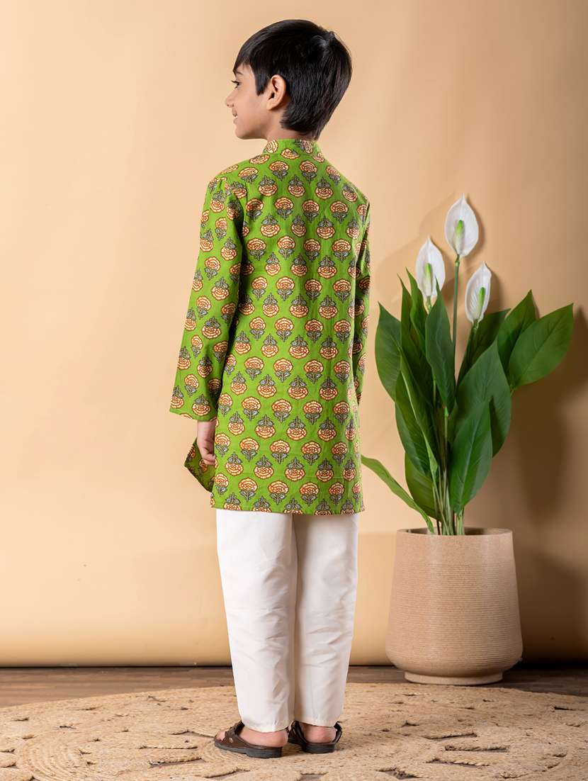 boys printed long sleeve kurta & pyjama set  - 22074235 -  Standard Image - 3