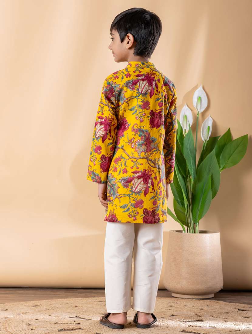 boys printed long sleeve kurta & pyjama set  - 22074236 -  Standard Image - 3