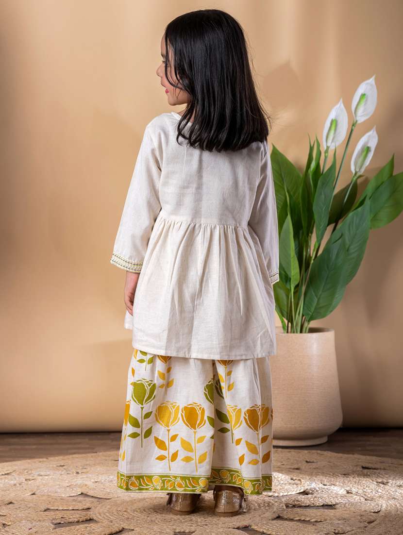 girls printed kurta and sharara set  - 22074252 -  Standard Image - 3