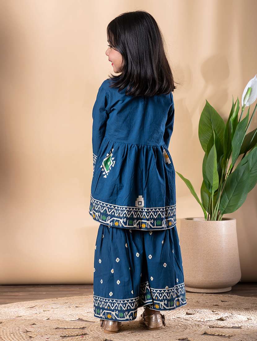 girls printed kurta and sharara set  - 22074259 -  Standard Image - 3