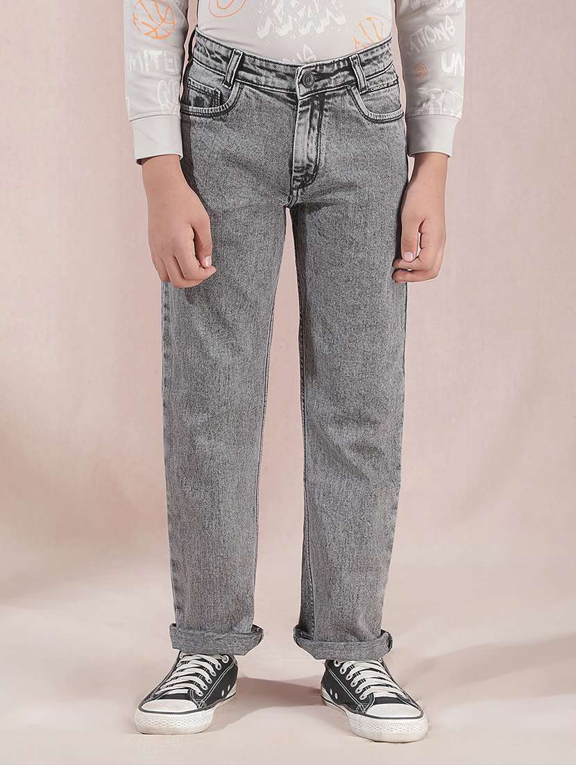 boys solid mid rise straight fit jean
