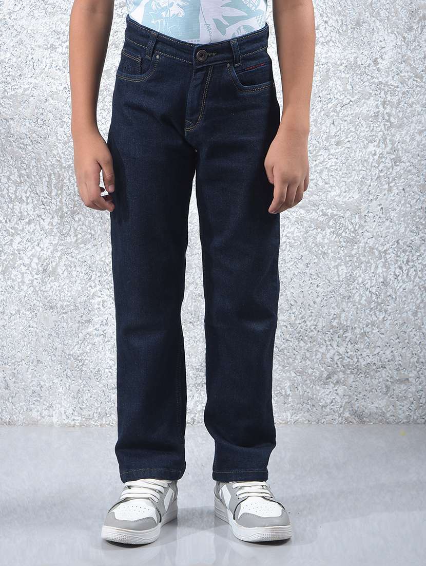 boys solid mid rise straight fit jean