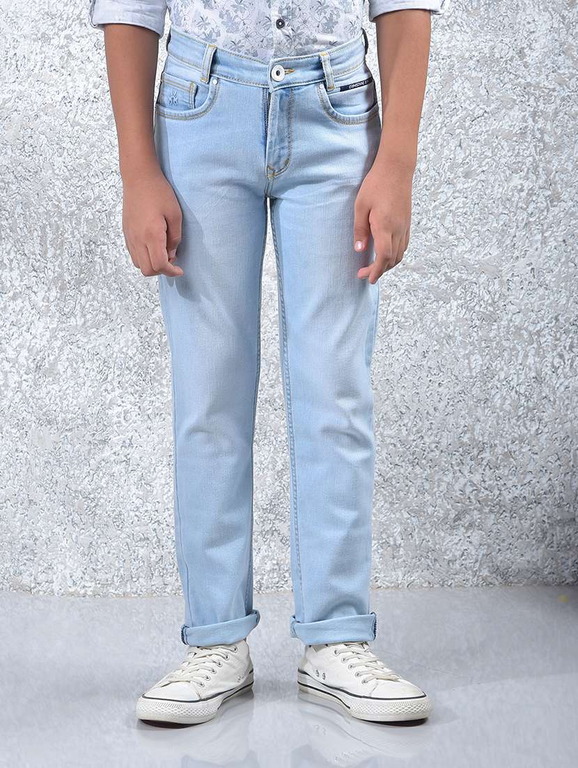 boys solid mid rise straight fit jean