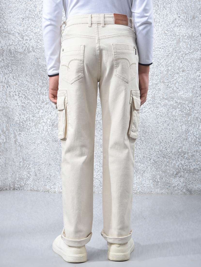 boys solid mid rise slim fit cargo - 22074293 -  Standard Image - 3