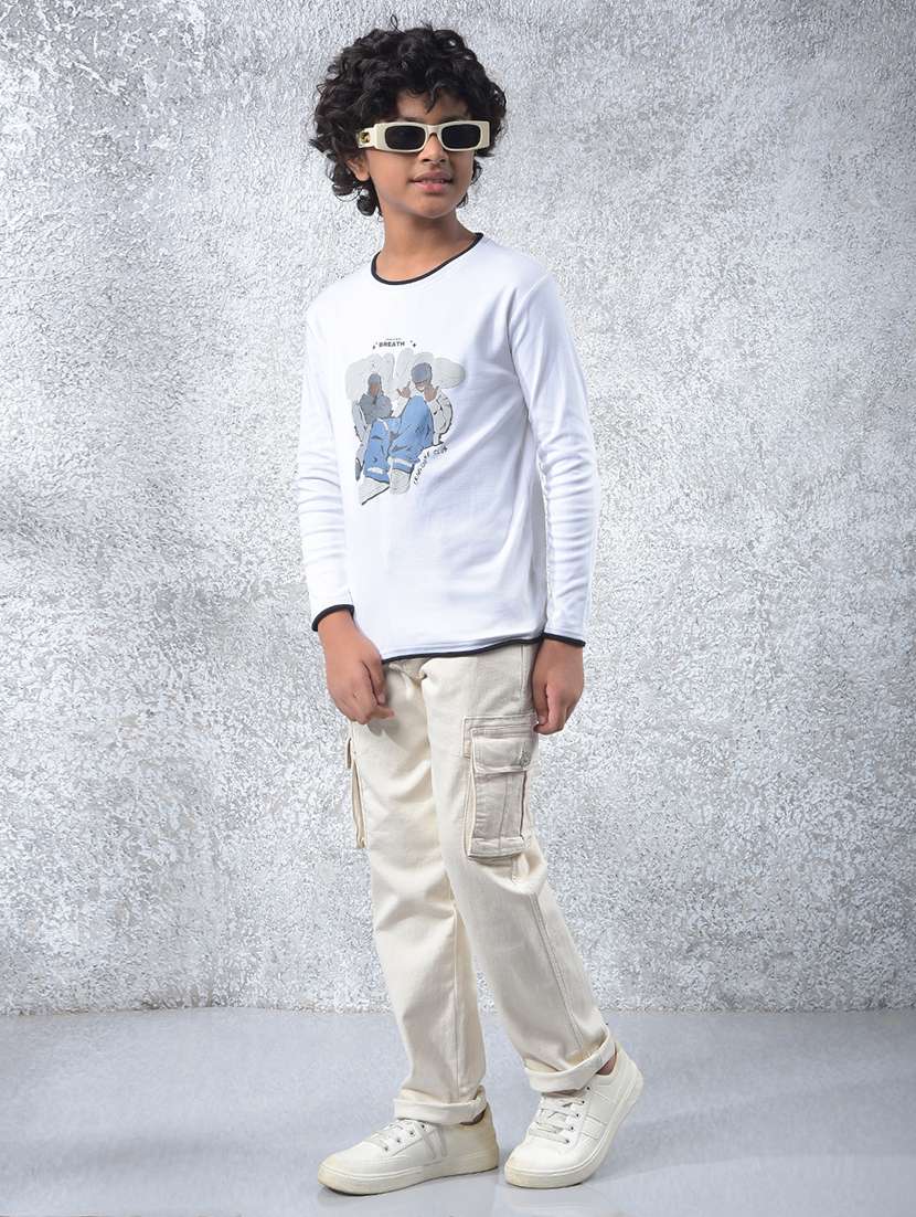 boys solid mid rise slim fit cargo - 22074293 -  Standard Image - 5