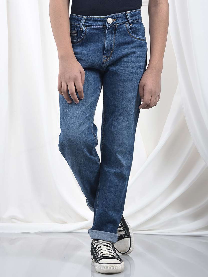 boys solid mid rise straight fit jean