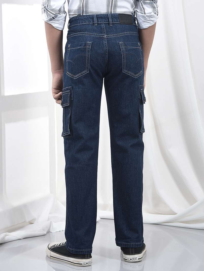 boys solid mid rise slim fit cargo - 22074308 -  Standard Image - 3