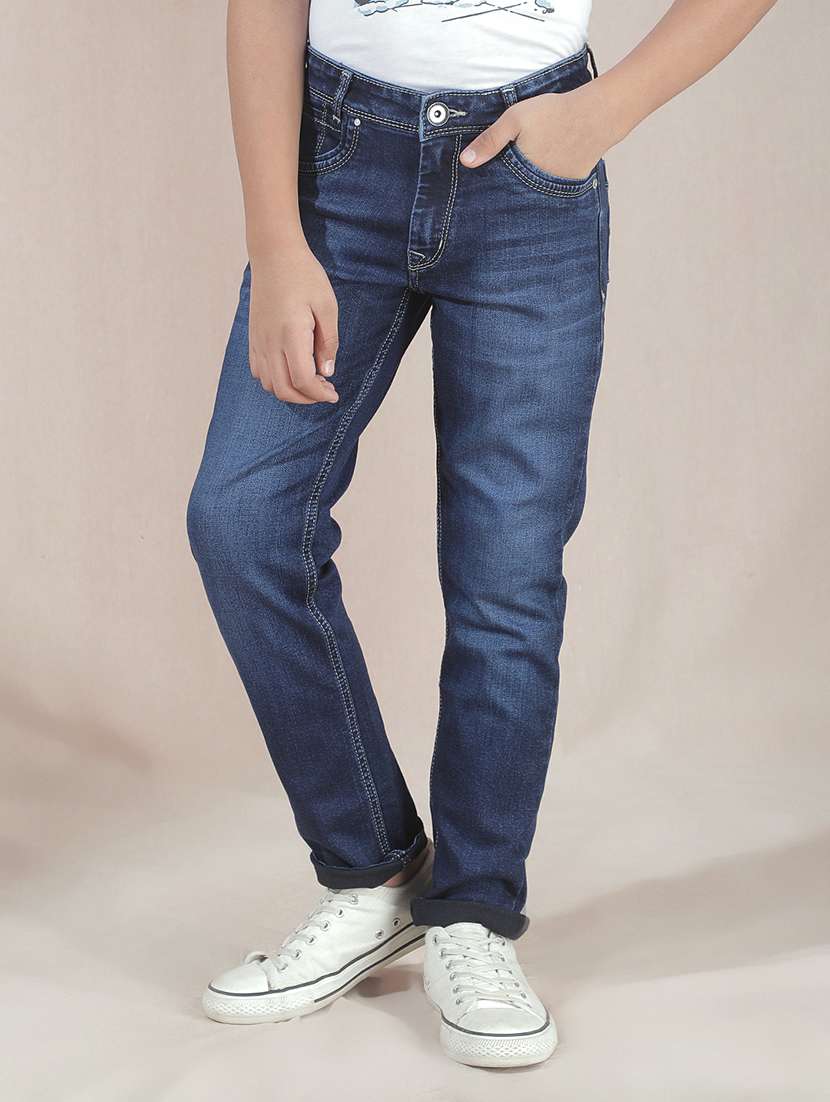 boys solid mid rise slim fit jean