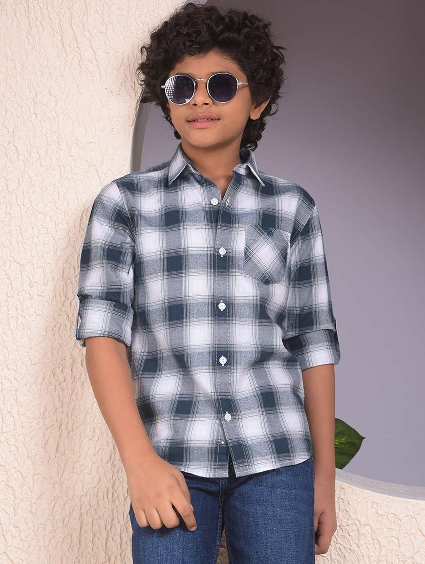 boys checkered long sleeve casual shirt