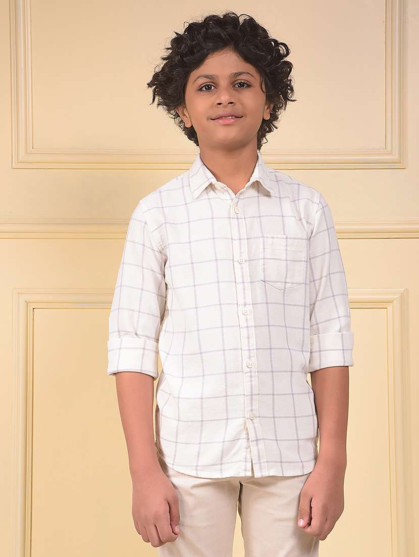 boys checkered long sleeve casual shirt