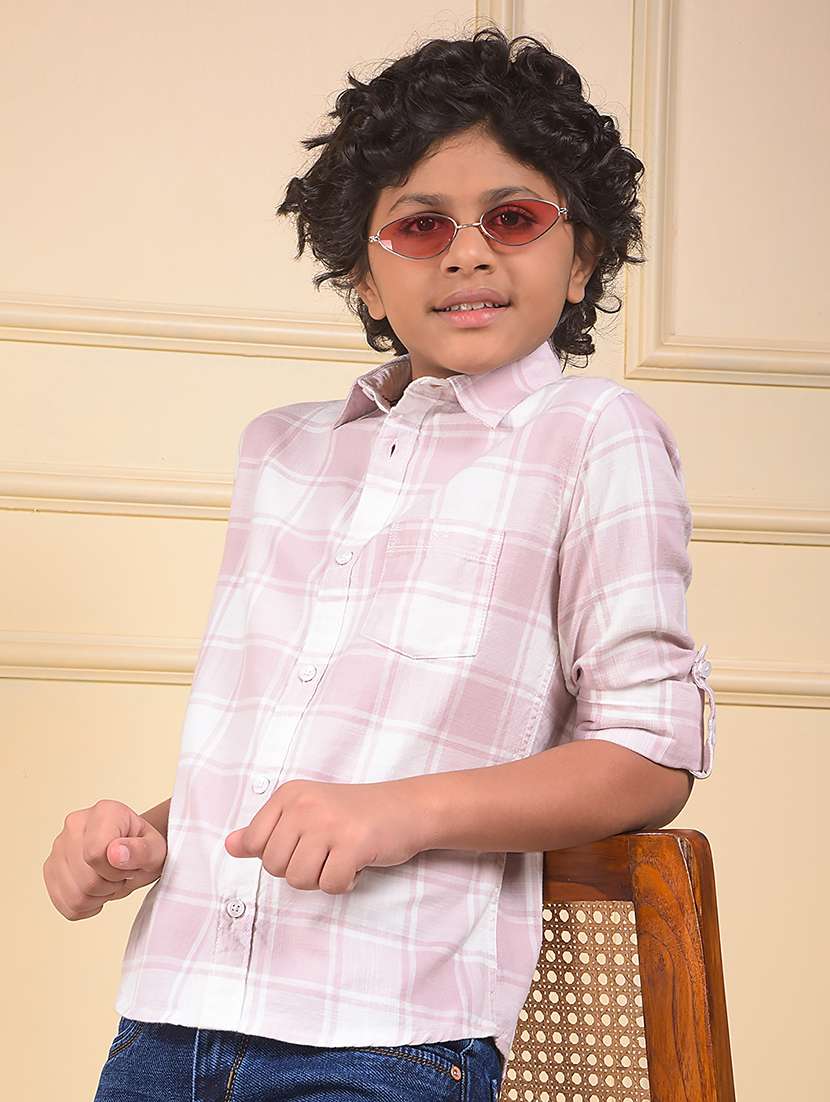 boys checkered long sleeve casual shirt