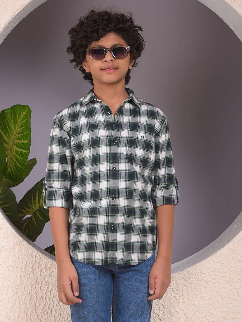 boys checkered long sleeve casual shirt