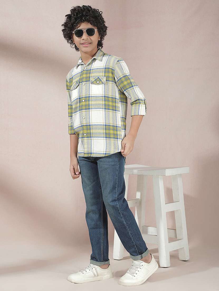 boys checkered long sleeve casual shirt - 22074342 -  Standard Image - 5