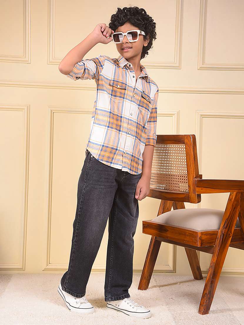 boys checkered long sleeve casual shirt - 22074343 -  Standard Image - 5