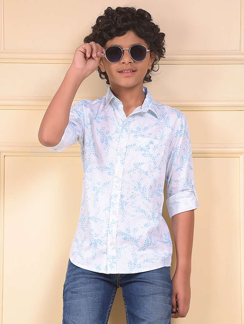 boys printed long sleeve casual shirt