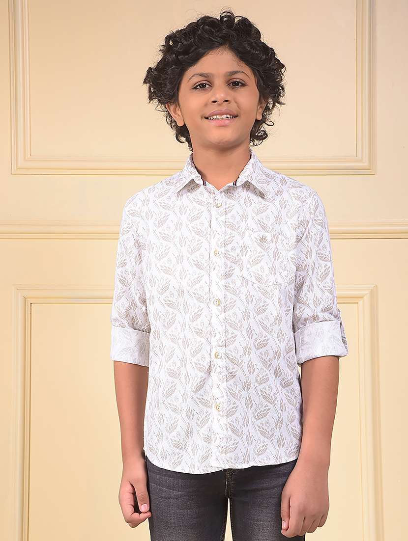boys printed long sleeve casual shirt