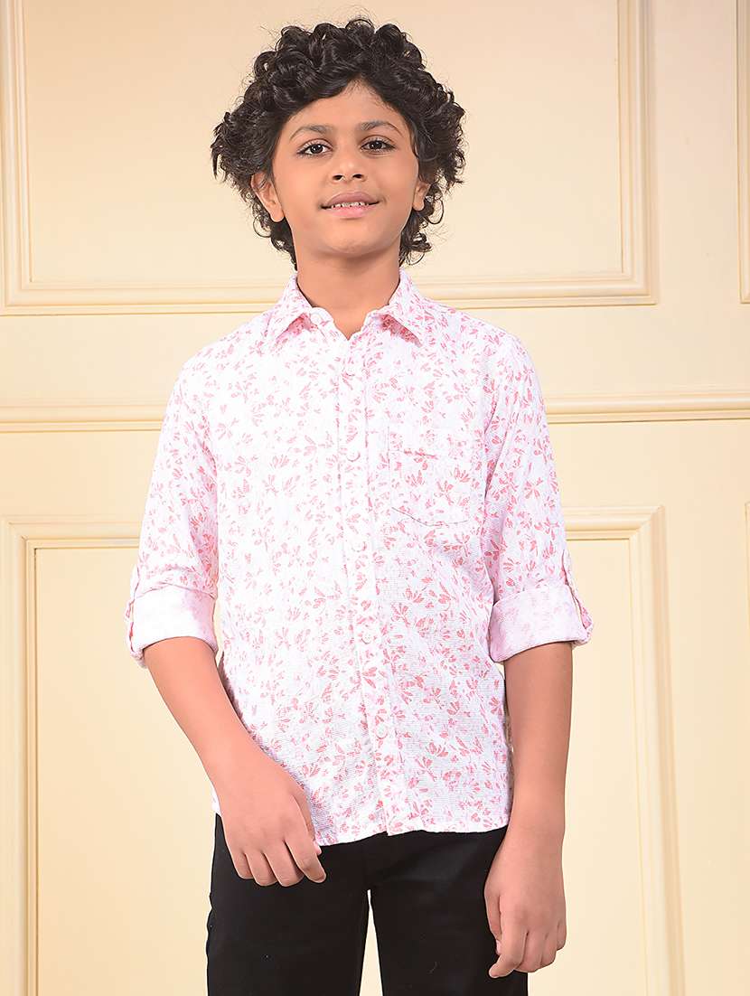 boys printed long sleeve casual shirt