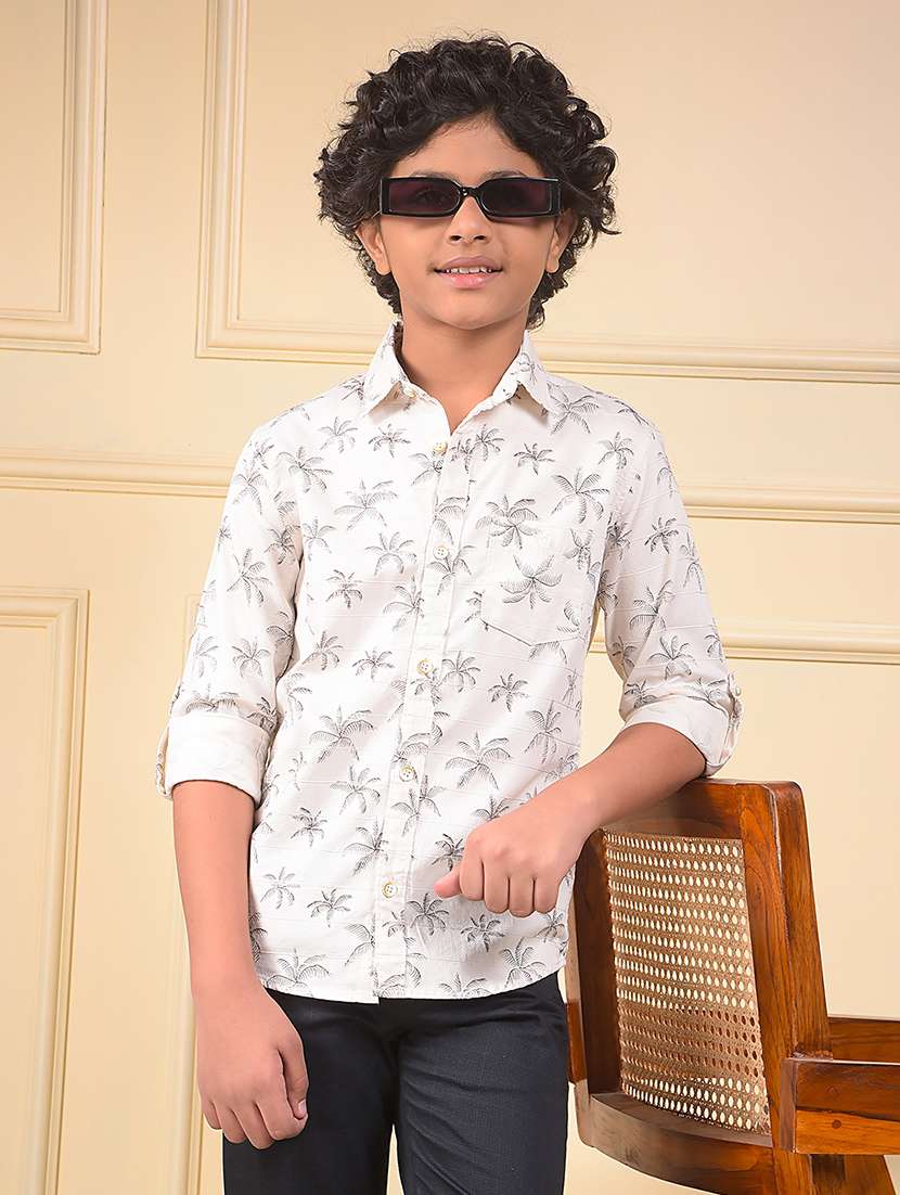 boys printed long sleeve casual shirt