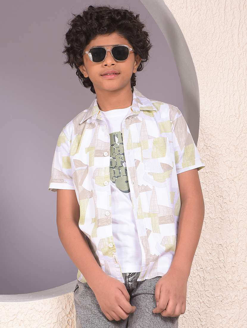 boys printed short sleeve casual shirt