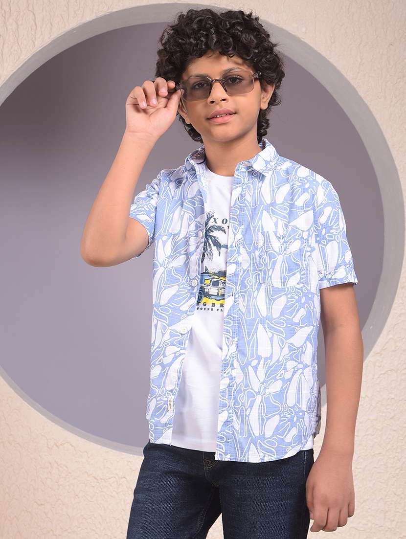 boys printed short sleeve casual shirt