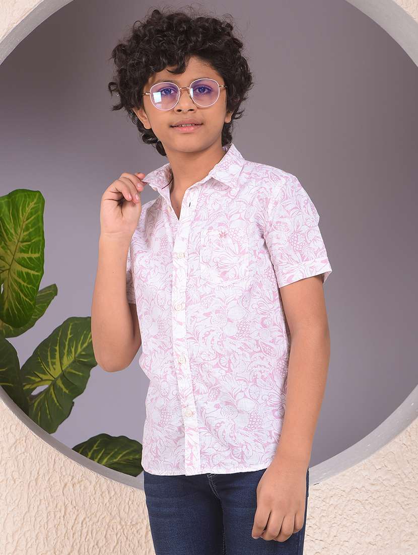 boys printed short sleeve casual shirt