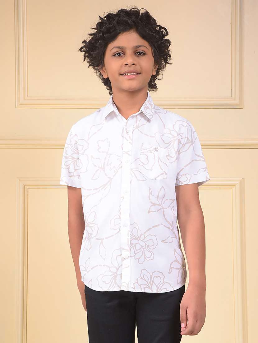boys floral printed short sleeve casual shirt
