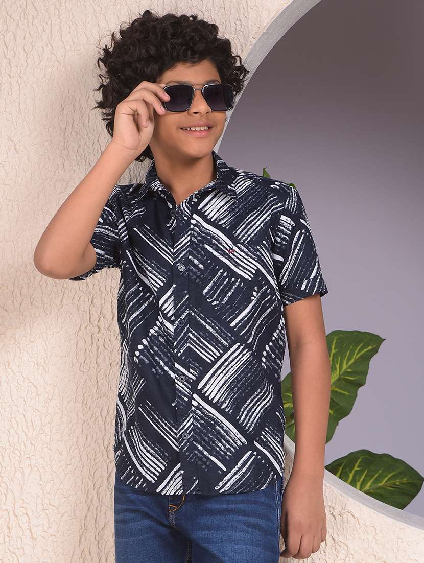 boys printed short sleeve casual shirt